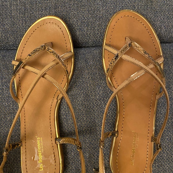Les Tropéziennes,Womens UK 6.5 EU 41,Monagold Yellow Leather,Flat Summer Sandals - Picture 1 of 6